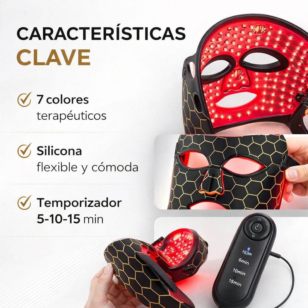 MASCARILLA LED FACIAL TERAPIA 7 COLORES