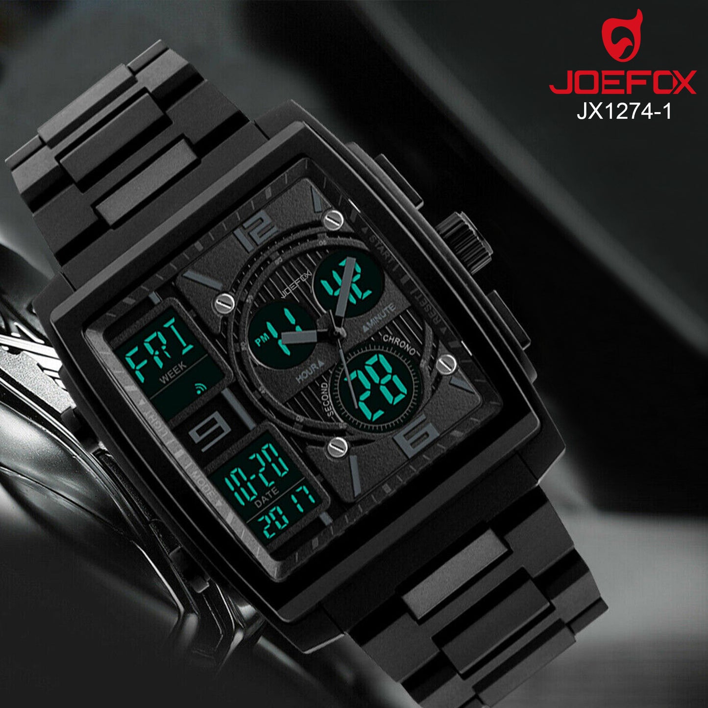 RELOJ NEGRO JOEFOX ANA/DIG NEOPRENO